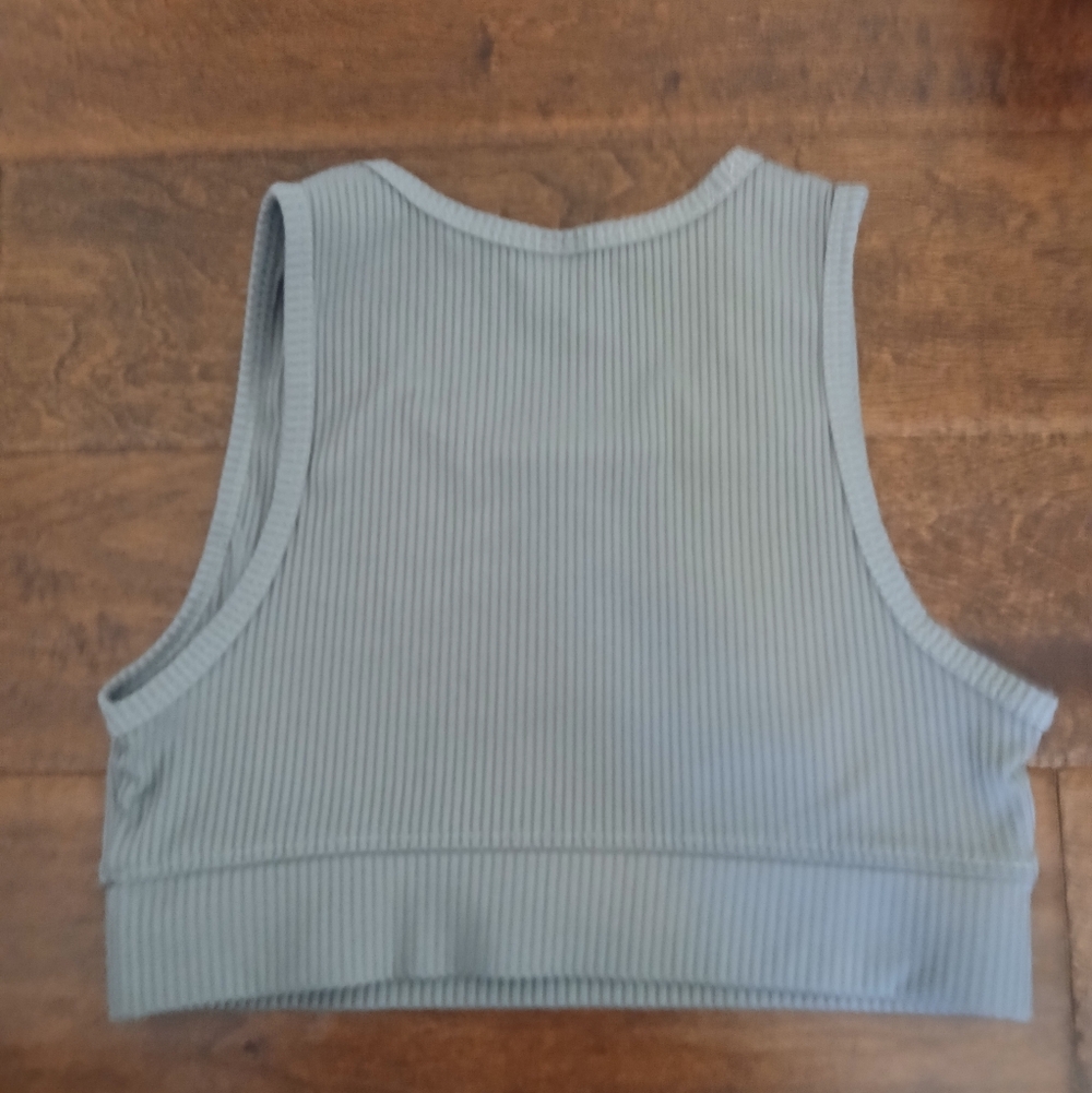 Gray Ribbed High Neck Pull Over Bra Size XL - Picture 2 of 3